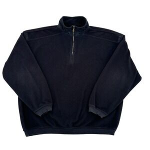 Tommy Bahama Men Sz L Black Quarter Zip Fleece Sweatshirt Long Sleeve Sweater